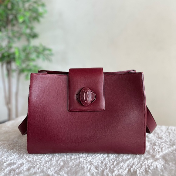 Cartier Handbags - Cartier Must de Cartier Leather Turn lock Shoulder Bag Rare Vintage